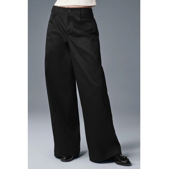 ALO Yoga Pants - Alo Black Wanderlust Wide Leg Trouser Pants Size Large